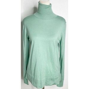 Psophia Mint Green Merino‎ Wool Turtleneck Sweater Size Small Old Money